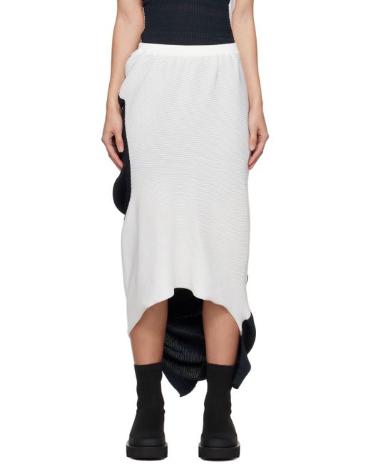 Issey Miyake Navy White Aerate Midi Skirt