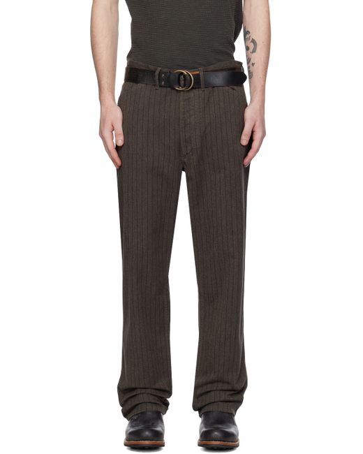 Rrl Brown Pinstripe Trousers