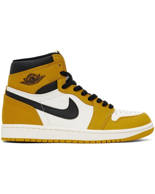 Jordan Yellow White Air 1 Retro High OG Sneakers