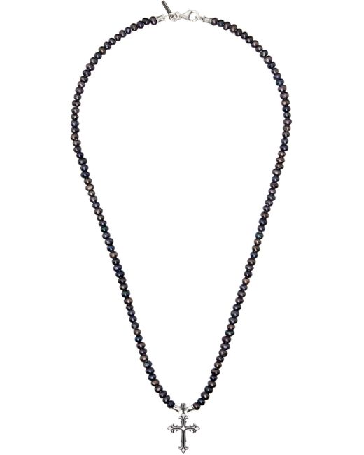 Emanuele Bicocchi Exclusive Black Pearl Cross Necklace