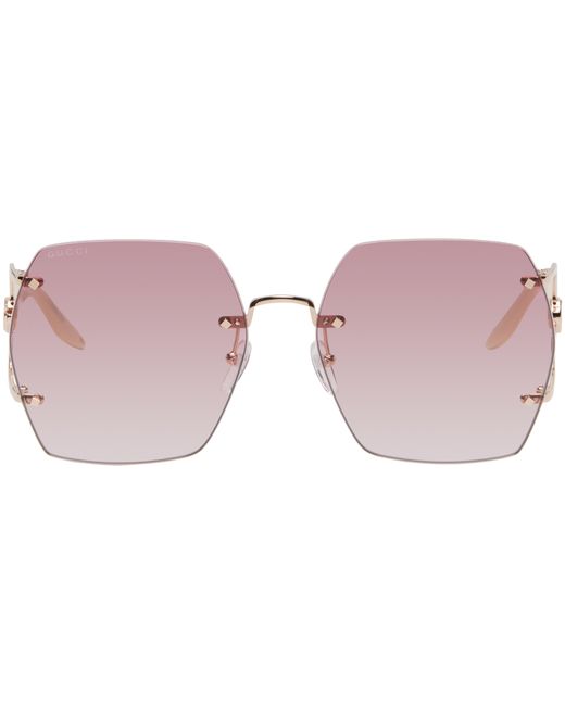 Gucci Rose Gold Geometric Sunglasses