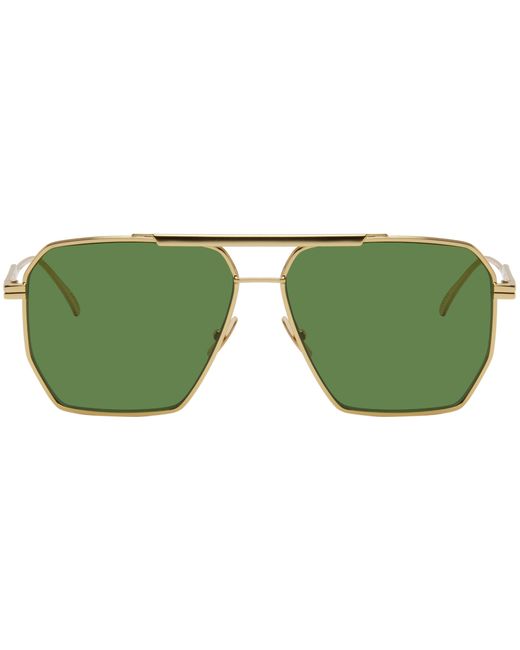 Bottega Veneta Gold Classic Aviator Sunglasses