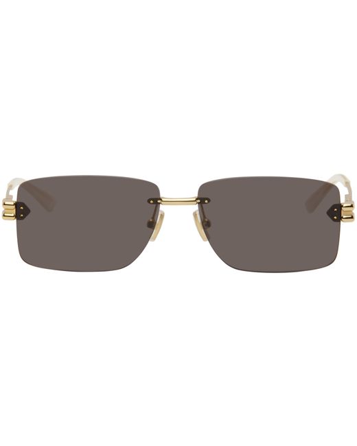 Bottega Veneta Gold Rectangular Metal Sunglasses