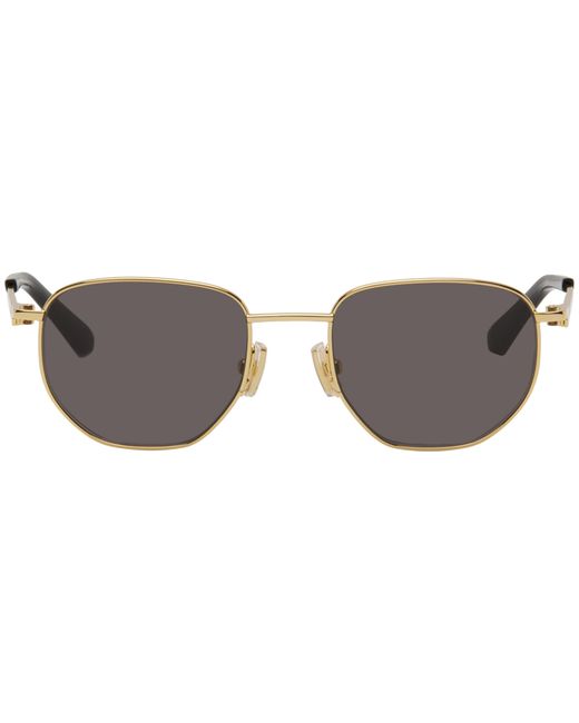 Bottega Veneta Gold Split Oval Metal Sunglasses