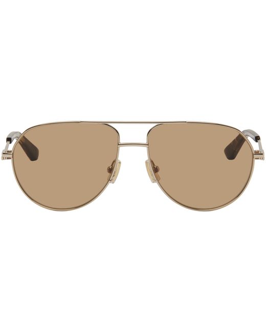 Bottega Veneta Gold Split Pilot Metal Sunglasses