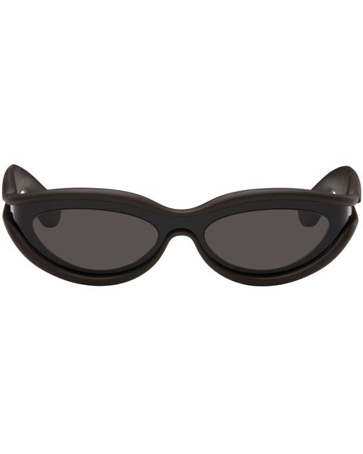 Bottega Veneta Black Brown Oval Sunglasses