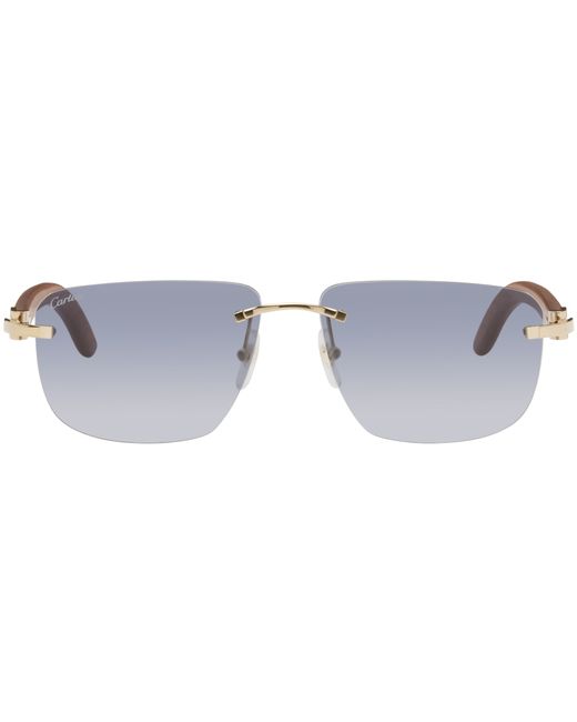 Cartier Brown Gold Square Sunglasses