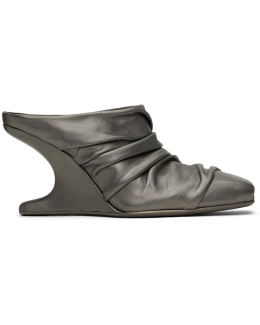 Rick Owens Gunmetal Cantilever And Twisted Mules
