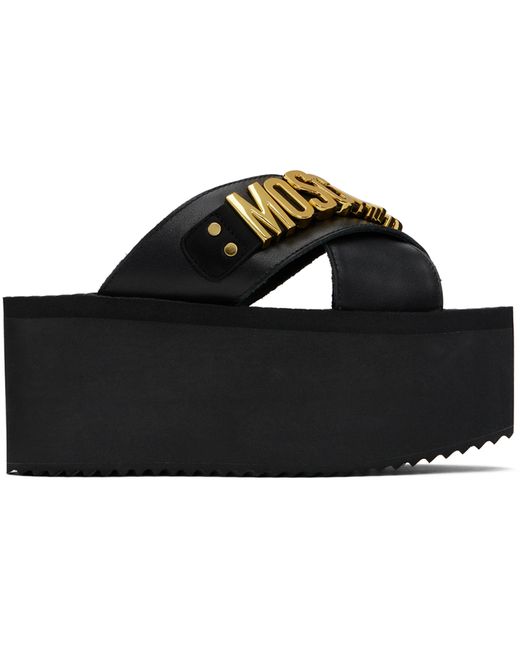 Moschino Lettering Logo Wedge Sandals