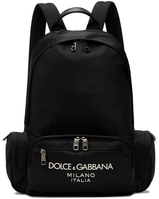 Dolce & Gabbana Nylon Rubberized Logo Backpack