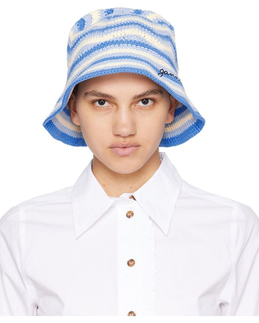 Ganni Off-White Embroidered Bucket Hat
