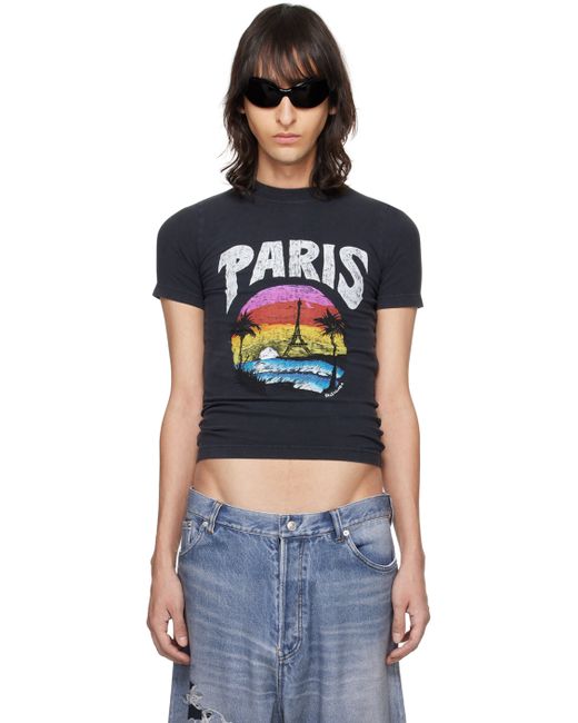 Balenciaga Black Paris Tropical T-Shirt