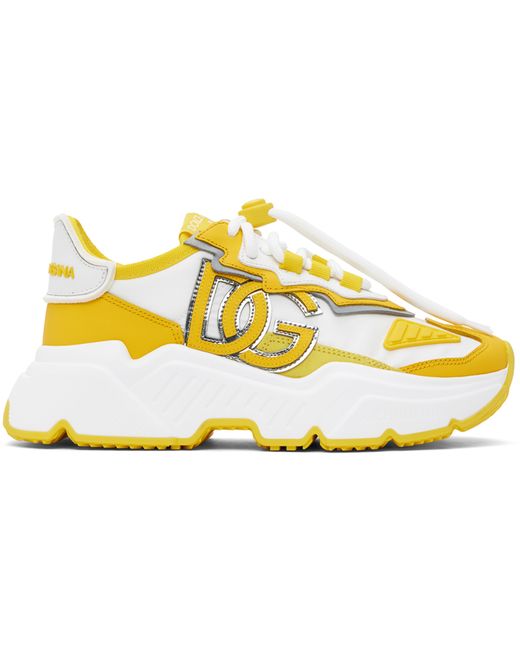 Dolce & Gabbana Yellow Mixed-Materials Daymaster Sneakers