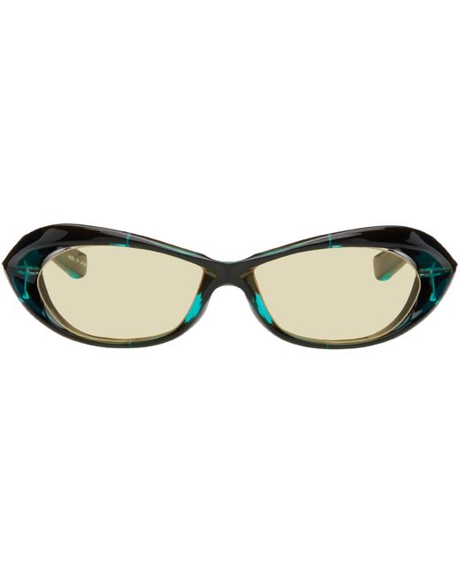Factory900 Exclusive Black Green Wraparound Sunglasses
