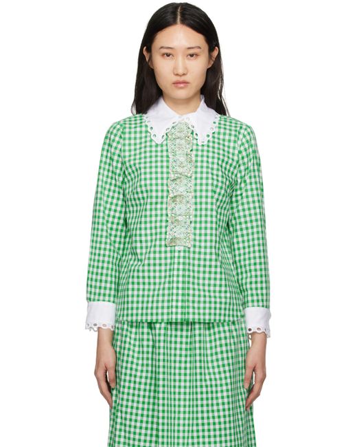 Anna Sui Green White Gingham Shirt