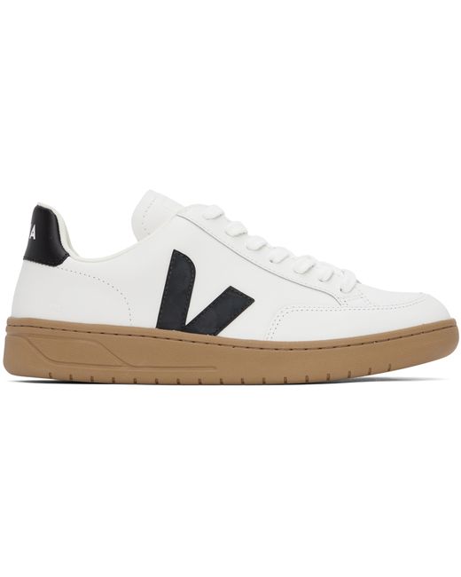 Veja White V-12 Leather Sneakers