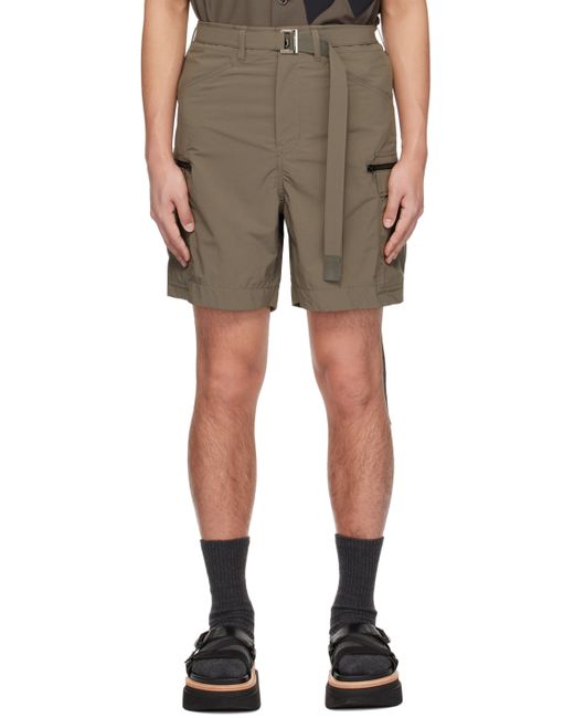 Sacai Taupe Belted Shorts