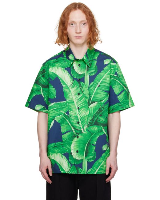 Dolce & Gabbana Green Navy Printed Shirt