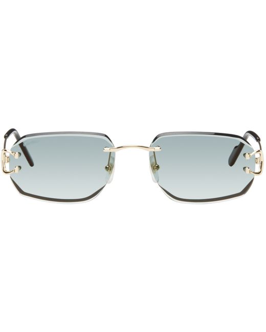 Cartier Gold Blue Signature C de Pilot Metal Sunglasses