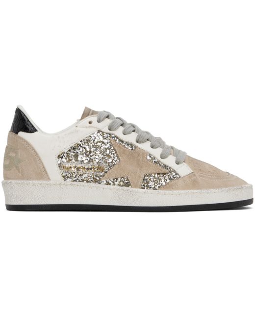 Golden Goose Taupe White Ball Star Double Quarter Sneakers