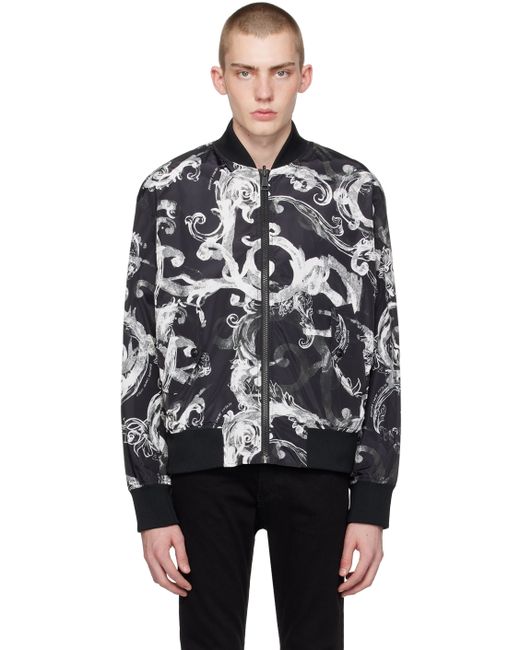 Versace Jeans Couture White Watercolor Couture Reversible Bomber Jacket
