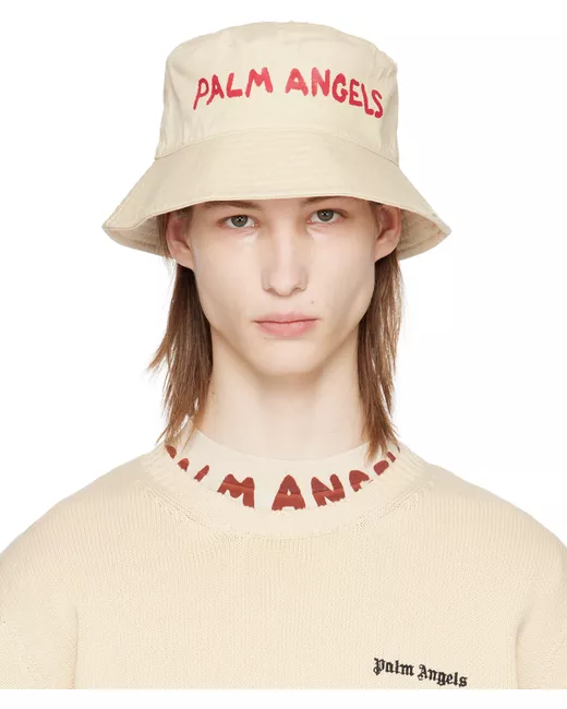 Palm Angels Off-White Logo Bucket Hat