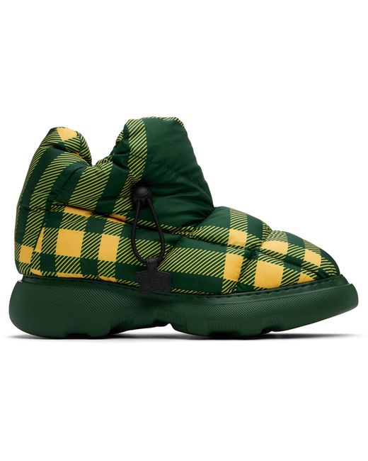 Burberry Green Yellow Check Pillow Boots