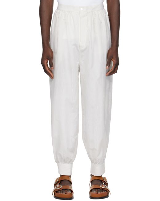 Hed Mayner White Striped Trousers
