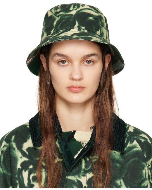 Burberry Green Rose Waxed Cotton Bucket Hat
