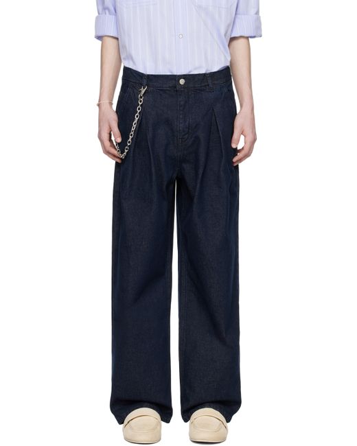 After Pray Navy Pleated Jeans