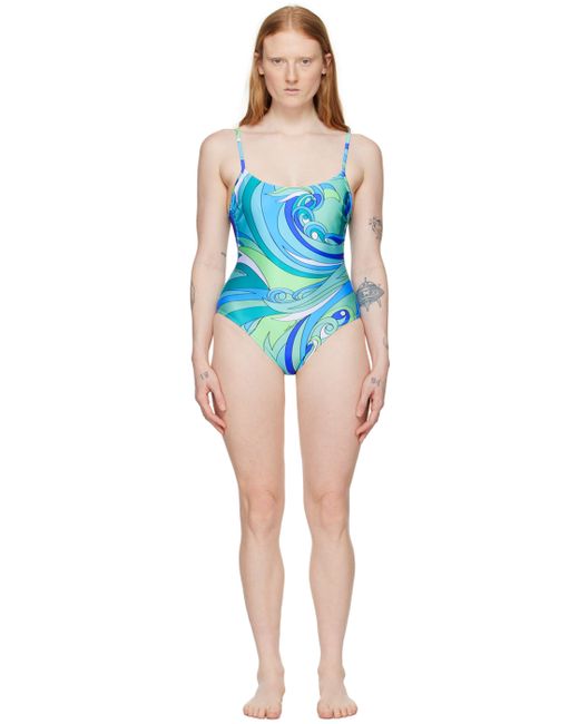 Moschino Blue Printed One-Piece Swimsuit