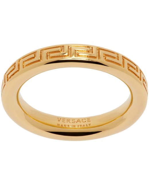Versace Gold Engraved Greek Key Ring