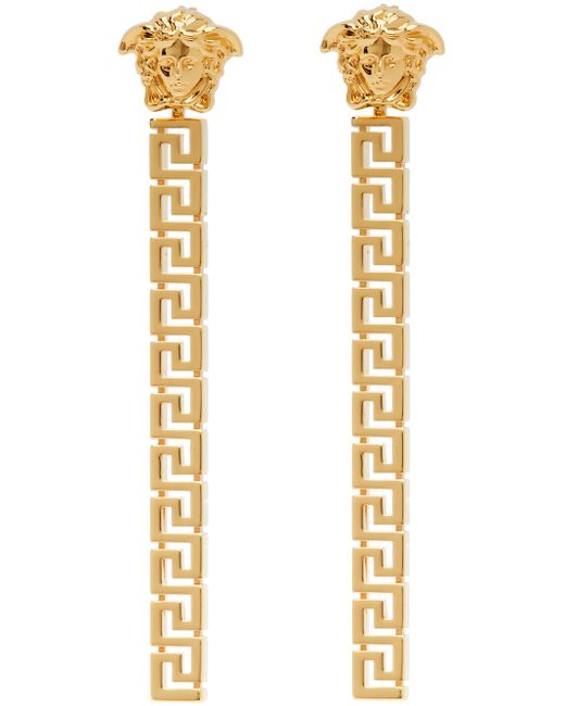 Versace Gold La Medusa Greca Drop Earrings