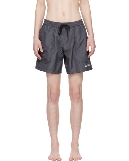 Versace Gray Barocco Reversible Swim Shorts