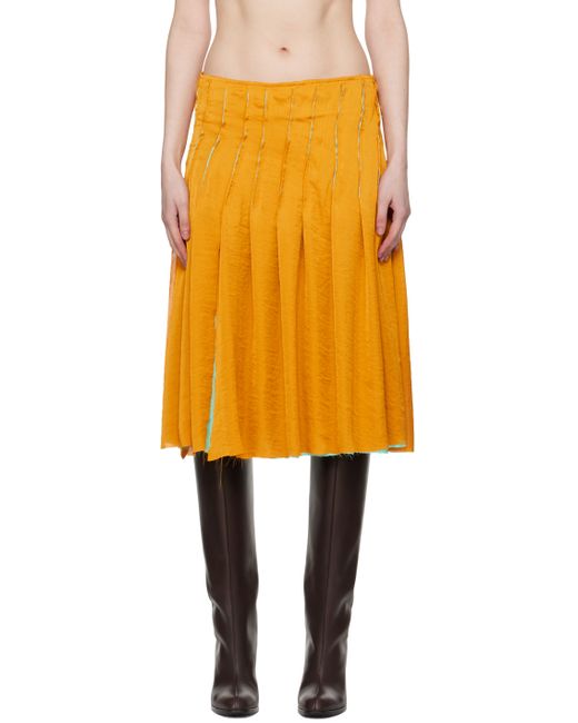 Edward Cuming Orange Pleat Around Midi Skirt