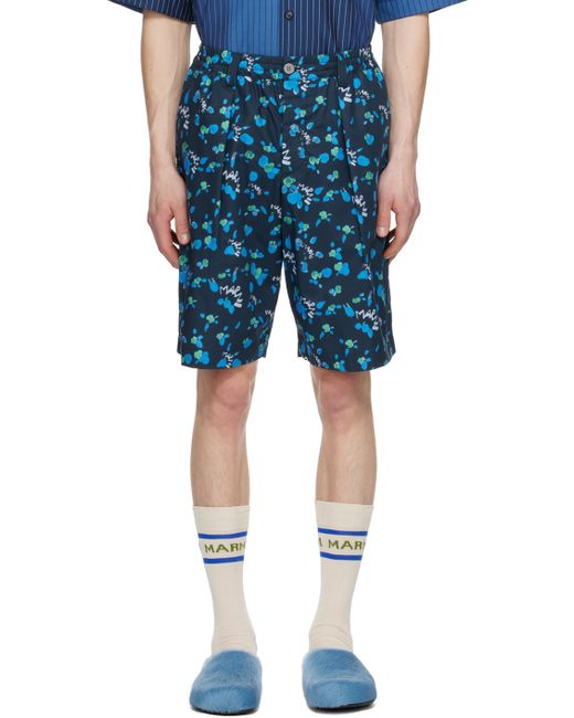 Marni Navy Printed Shorts