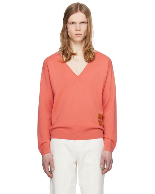 Zankov Pink Orange V-Neck Sweater
