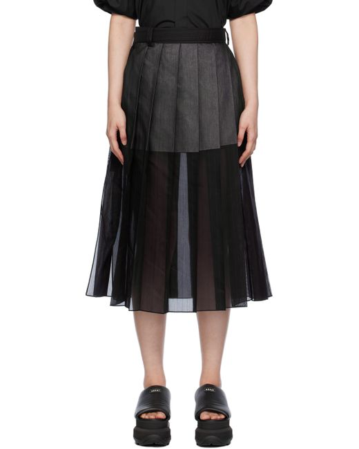 Sacai Navy Pinstripe Midi Skirt
