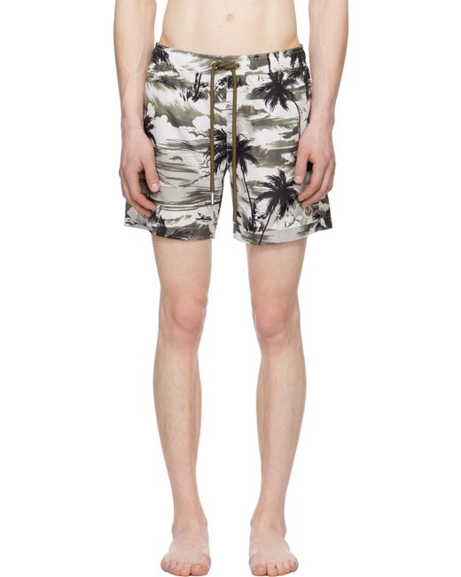 Moncler Off-White Printed Swim Shorts