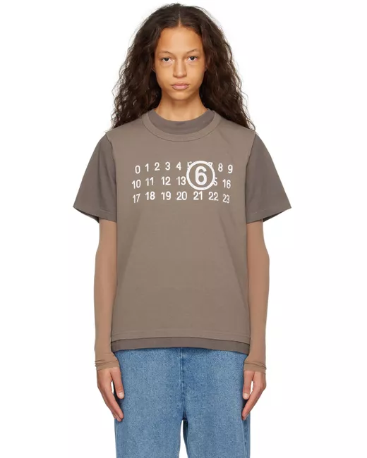 Mm6 Maison Margiela Taupe Two-Layer T-Shirt