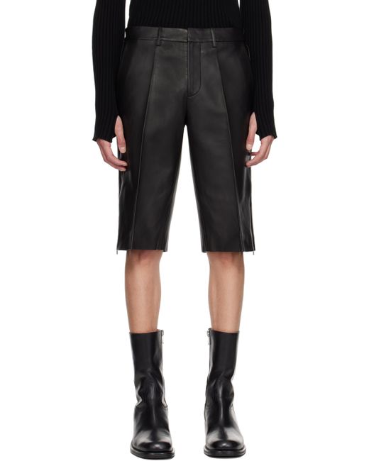 Helmut Lang Creased Leather Shorts