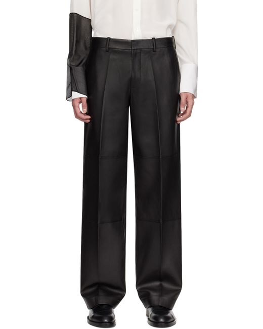 Helmut Lang Creased Leather Pants