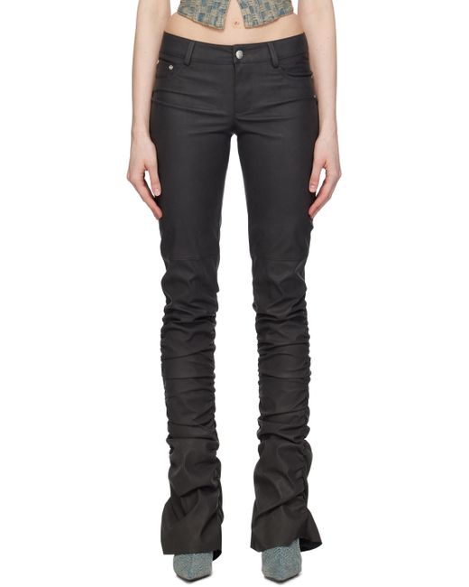 Misbhv Ruched Faux-Leather Trousers