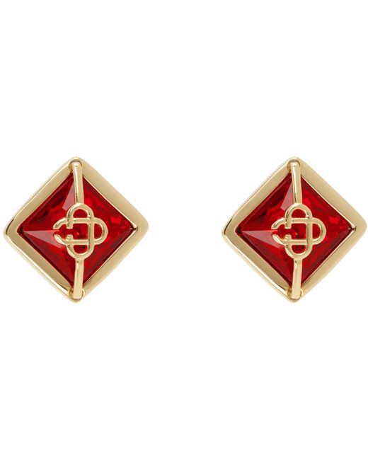Casablanca Gold Crystal Monogram Earrings