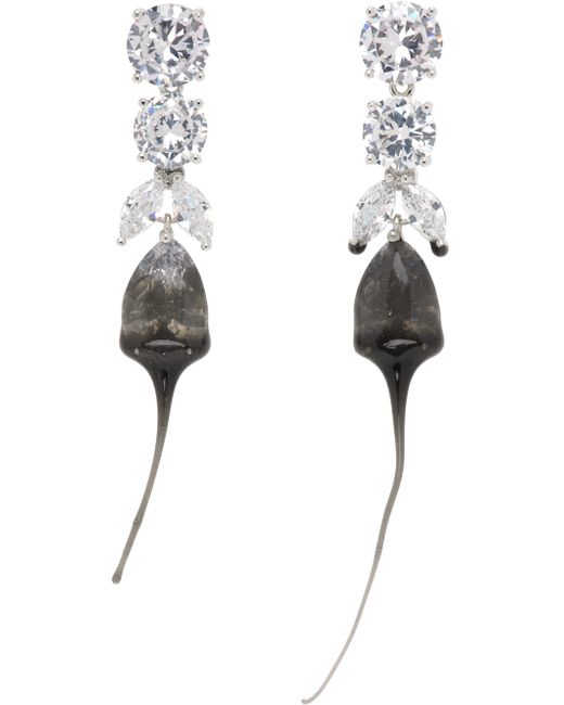 Ottolinger Silver Diamond Tear Dip Earrings