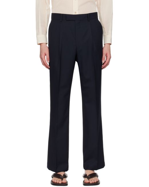 Auralee Navy Pleated Trousers