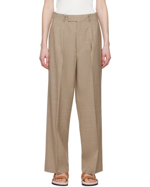 Auralee Taupe Pleated Trousers