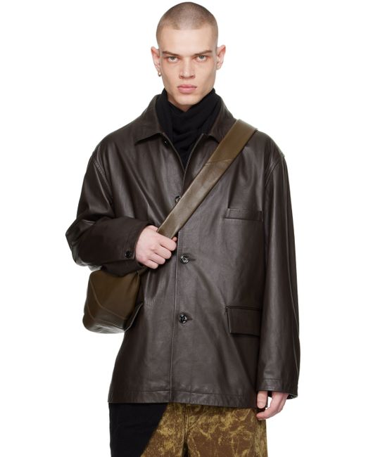 Lemaire Spread Collar Leather Jacket