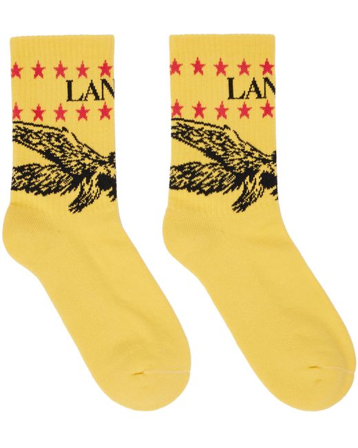 Lanvin Yellow Future Edition Logo Eagle Socks