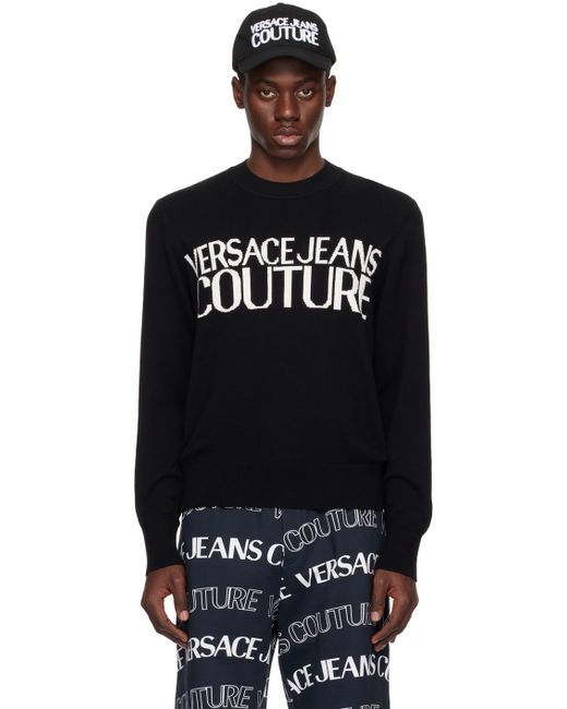 Versace Jeans Couture Black Intarsia Sweater